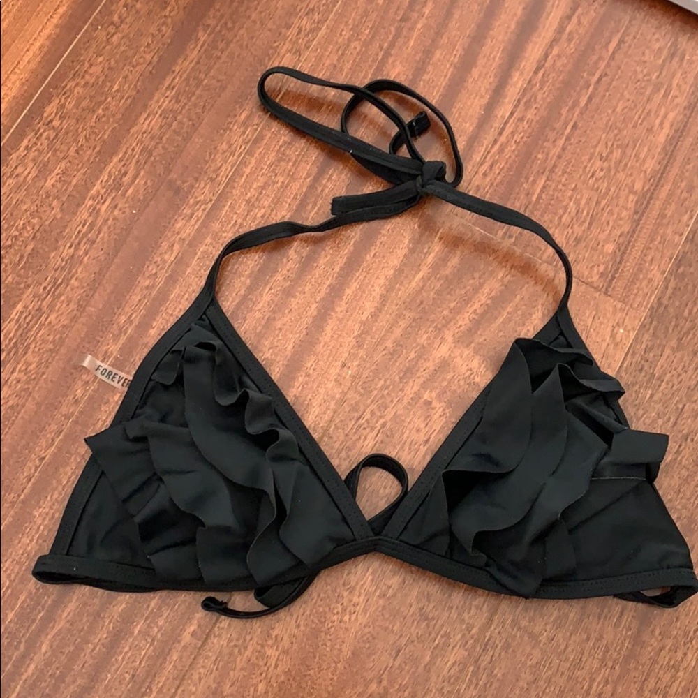 Black Ruffle Bikini Top
